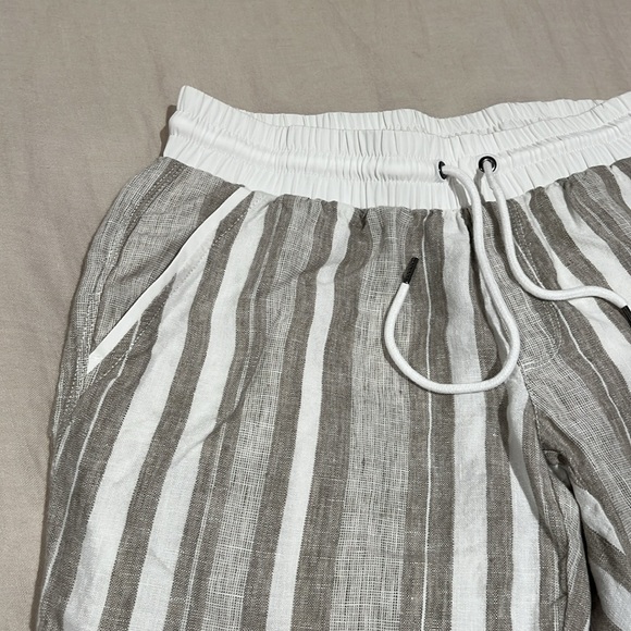 Athleta Linen Striped Drawstring Cuffed Pants - Picture 4 of 7